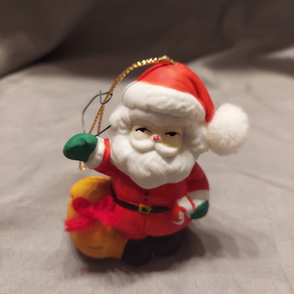 Vintage Jolly Jingles Hand Painted Porcelain SANTA Bell Ornament Christmas w Box